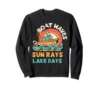 Olas del Barco Rayos de Sol Días del Lago, Divertidas Vacaciones de Verano en la Playa Sudadera