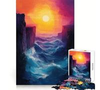 Olas del océano Entre acantilados al Atardecer Rompecabezas de 1000 Piezas para Adolescentes Juguete para desarrollar la lógica y la Capacidad de relajación Corte preciso Regalo Ideal (38x26cm)