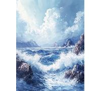 Olas Del Océano Pintura de Diamante Arrecife Diamond Painting Adultos, 5D DIY Pintura de Diamante Kit Completo para Adultos, Diamond Painting Art Para Decoración De Pared Del Hogar 50X70CM, Model 171