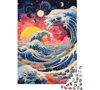 Olas Estilo japonés Puzzle Imposible,desafío for Adults Entretenimiento Creativo 1000 Piezas Obra De Arte De Juego De para Adultos Y Niños 1000pcs (75x50cm)