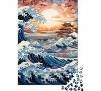 Olas Estilo japonés Puzzles Imposible,desafío for Adults Juego EduGatoivo 1000 Piezas Obra De Arte De Juego De para Adultos Y Niños 1000pcs (75x50cm)