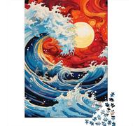 Olas Estilo japonés Puzzles Imposible,desafío para Adultos Entretenimiento Creativo 1000 Piezas Obra De Arte De Juego De para Adultos Y Niños Mayores De 12 Años 1000pcs (75x50cm)