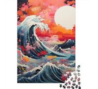 Olas Estilo japonés Rompecabezas Imposible,desafío para Adultos Juego EduGatoivo 1000 Piezas Obra De Arte De Juego De para Adultos, Regalos A Partir De 14 Años 1000pcs (75x50cm)