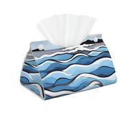 Olas lapeando en las rocas impresión larga caja de pañuelos cubierta de cuero caja de pañuelos rectangular servilleta facial almacenamiento de pañuelos oficina en casa coche caja de pañuelos cubierta