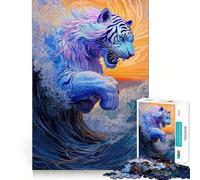 Olas rugientes, Tigre majestuoso Rompecabezas de 1000 Piezas para Adultos Ideal para estimular la Memoria, Relajarse mentalmente y con un Corte Suave Regalo de cumpleaños (38x26cm)
