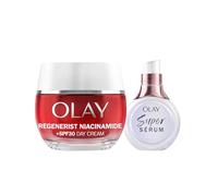 Olay Niacinamida + SPF30 Crema Hidratante De Día 50ML y Súper Sérum 5 Beneficios en 1, 14ML. Pack de 2 Unidades. Piel Más Firme Y Hidratada