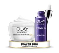 Olay Regenerist Collagen Peptide24 Crema de Día Sin Perfume + Sérum de noche, Sérum retinol sin fragancia para una piel suave y radiante