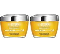 Olay Vitamin C + AHA 24 Crema Hidratante, Gel Crema De Noche Con Vitamina C, AHA Y Niacinamida Para Un Tono De Piel Visiblemente Más Luminoso Y Uniforme, 50 ml (Paquete de 2)