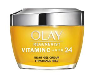Olay Vitamin C + AHA 24 Crema Hidratante, Gel Crema De Noche Con Vitamina C, AHA Y Niacinamida Para Un Tono De Piel Visiblemente Más Luminoso Y Uniforme, 50 ml