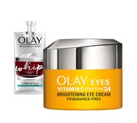 Olay Vitamin C + Peptide 24 Eye Cream Fragrance-Free 0.5 oz + Whip Face Moisturizer Travel/Trial Size Gift Set