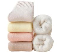 OLBUPS 3 pares de calcetines de cachemira, calcetines de forro polar de invierno para mujer, tubo grueso cálido otoño e invierno medias súper gruesas, Café + Blanquecino + Rosa, Talla única