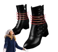 OLCANA Botas con cremallera para mujer | Botas con cremallera hasta media pantorrilla con forro de peluche sintético - Botas cálidas para mujer, regalo para amigos de la familia, compañeros de trabajo