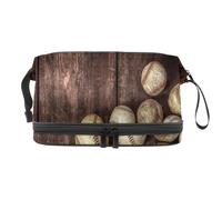 Old Baseball on Board - Neceser de doble capa para mujeres y niñas, neceser de viaje, bolsa organizadora de maquillaje con compartimento para brochas, multicolor, 27x15x14 cm/10.6x5.9x5.5 in, Neceser