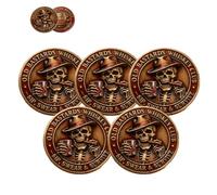 Old Bastards Whiskey Club - Sip, Swear & Survive (Disfruta, Maldice y Sobrevive), Moneda del Old Bastards Whiskey Club, Monedas Vintage de Whisky y Calaveras de Puros (5Pcs)