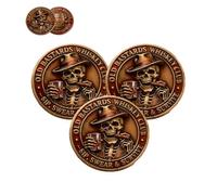 Old Bastards Whiskey Club - Sip, Swear & Survive (Disfruta, Maldice y Sobrevive), Moneda del Old Bastards Whiskey Club, Monedas Vintage de Whisky y Calaveras de Puros (3Pcs)
