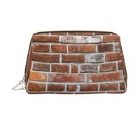 Old Brick Wall - Bolsa organizadora de artículos de tocador de piel, bolsa de maquillaje para mujer, Gold, Talla única, Neceser