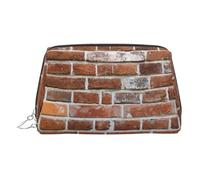 Old Brick Wall - Bolsa organizadora de artículos de tocador de piel, bolsa de maquillaje para mujer, Silver, Talla única, Neceser