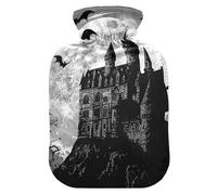Old Castle - Bonita botella de agua caliente estilo gótico de terror con funda suave, bolsas de agua de 2 L para calentador de abdomen, calentador de manos y pies