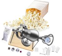 Old Chinese Stainless Steel Popcorn Machine with Manual Crank,Heating Slow Boost with Pressure Gauge, Can Make Popcorn and Heat Food(402ml)