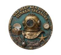 Old Deep Sea Diver Sunken Treasure - Placa redonda de metal