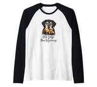 Old Dogs New Beginnings Senior Rescue Dog Cute Rescue Dog Camiseta Manga Raglan