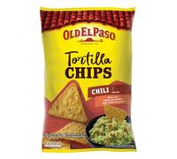 Old El Paso Nachos Sabor Chili, 100% Granos de Maiz, Picante Suave, Sin Gluten, Sin Conservantes, Aptas para Vegetarianos, Ideal para Compartir con Amigos, 1 Bolsa x 185g