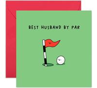 Old English Co. Divertida tarjeta de cumpleaños para marido - "Best Husband By Par" Golf regalo de cumpleaños para él - Tarjeta de cumpleaños de esposa - Tarjeta de cumpleaños para golfista - Tarjeta
