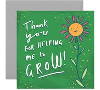 Old English Co. - Tarjeta de agradecimiento para plantas con texto en inglés "Thank You Helping Me Grow", tarjeta de fin de año escolar, adecuada para profesores, asistente de enseñanza, guardería,