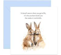 Old English Co. Tarjeta de aniversario de boda para marido - 'Who You Have Beside You' - Tarjeta romántica de conejo para esposa, novia, novio, marido - dulce cita para pareja | Sobre interior en