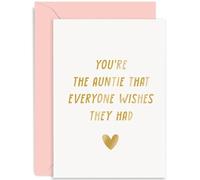 Old English Co. - Tarjeta de cumpleaños para tía - "You're The Auntie Everyone Wishes They Had", tarjeta especial de cumpleaños para ella de sobrina o sobrino, interior en blanco con sobre