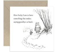 Old English Co. Tarjeta de despedida de Winnie The Pooh para él o ella, cita de amistad de Winnie The Pooh y Piglet para hermana, prima, mejor amiga, tarjeta de condolencias con texto en inglés