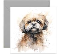 Old English Co. Tarjeta de perro de acuarela, tarjeta de perro Shih Tzu para dueño de mascotas, tarjeta de cumpleaños para él o ella, tarjeta de bebé de piel pensando en ti, para hombres y mujeres,