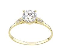 Old English Jewellers Anillo de compromiso solitario de oro amarillo de 9 quilates de 1,00 quilates, talla J, K, L, M, N, O, P, Q, R S, J - S, Oro amarillo Piedra preciosa., Zirconia cúbica