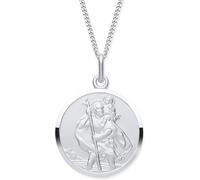 Old English Jewellers Colgante de plata de ley con diseño de San Cristóbal de 21 mm, cadena a elegir, 29mm x 21mm Pendant + 16"/18"/20" Chain, Plata esterlina, No es una piedra preciosa