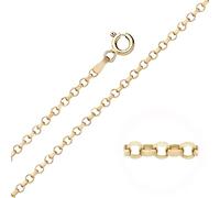 Old English Jewellers Collar de cadena Belcher de oro amarillo de 9 quilates sobre plata de 1,8 mm, 45,7 cm, 50,8 cm, 55,8 cm, 61 cm, 66 cm, 76 cm, Plata esterlina, No es una piedra preciosa