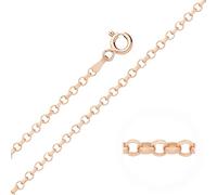 Old English Jewellers Collar de cadena Belcher de oro rosa de 9 quilates sobre plata de 2,5 mm, 45,7 cm, 50,8 cm, 55,8 cm, 61 cm, 66 cm, 76 cm, Plata esterlina, No es una piedra preciosa