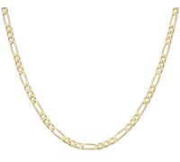 Old English Jewellers Collar de cadena Figaro de oro amarillo de 9 quilates sobre plata, 16, 18, 20, 22, 24, 26, 30 pulgadas, 20", Oro, No es una piedra preciosa