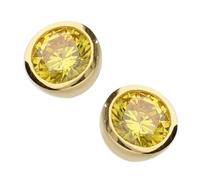 Old English Jewellers Pendientes de tuerca de oro de 9 quilates sobre plata y citrino, piedra natal de noviembre, Plata de ley Oro amarillo, Citrino creado