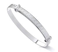 Old English Jewellers Pulsera expansible de plata de ley para bebé, patrón de llave griega, Inner circumference is 4.75", expandable to 5.75", Plata de ley, No es una piedra preciosa