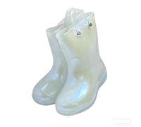 Old Fashion - Vestidos de lluvia de PVC iluminados con suela antigolpes para niñas y niños, botas para niñas, talla 11, azul claro, 6-7 Years