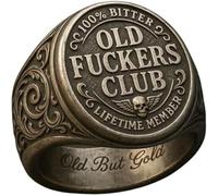 Old Fuckers Club Ring, Vintage Stainless Steel Personalized Ring, Funny Unique Accessory for Men & Women (1)