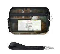 Old Globe - Mini estuche para tarjetas con cremallera para mujeres y hombres, con ventana de identificación, cartera tipo globo, portátil, ligera, pequeña, con cremallera, organizador de tarjetas de