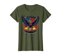 Old Glory Grill Master Camiseta, Mujer, Verde Oliva, XL