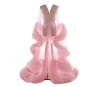 Old Hollywood - Bata de plumas para mujer, lencería larga, bata de baño, bufanda de boda, bata de novia, sesión de fotos de maternidad, G-rosa, XX-Large