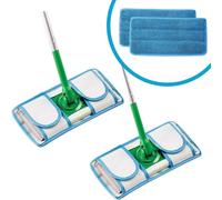 Old Home Kitchen Juego de 2 Almohadillas Reutilizables de Microfibra para Mopa, Azul, Sólido, 11" x 5-3/4" cada