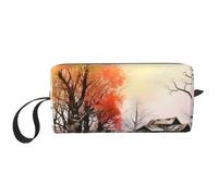 Old House and Trees - Bolsas de cosméticos para mujer, bolsa de maquillaje portátil, bolsa de almacenamiento de viaje, bolsa de recepción diaria, bolsa de aseo de gran capacidad, White, Talla única