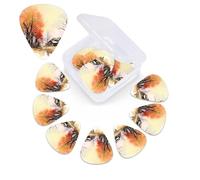 Old House and Trees - Juego de 12 púas de celuloide de diferentes grosores para guitarra con caja de almacenamiento de púas de guitarra, púa de guitarra personalizada para púas de guitarra acústica