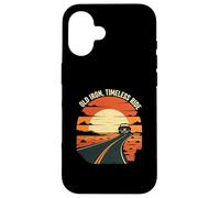 Old Iron Timeless Ride Classic Car Sunset Road Carcasa para iPhone 16