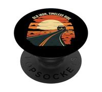 Old Iron Timeless Ride Classic Car Sunset Road PopSockets PopGrip Adhesivo
