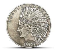 Old Liberty Indian Head - Moneda de diez dólares estadounidenses - Grandes monedas antiguas conmemorativas americanas